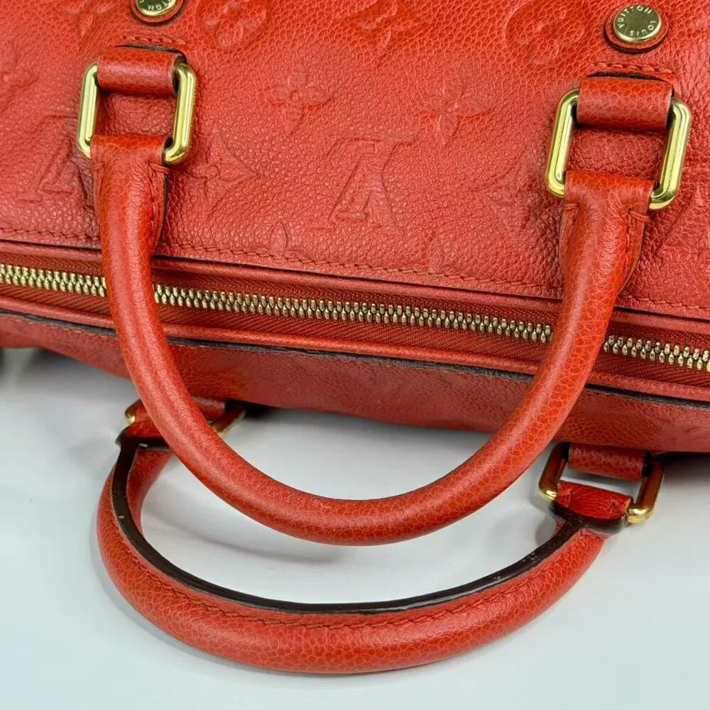 Louis Vuitton Orange Leather Empreinte Speedy 25 Crossbody Bag with Gold Hardwar
